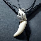 Кулон унисекс «Клык акулы», цвет белый в чернёном серебре на чёрном шнурке, 45 см - фото 21488320