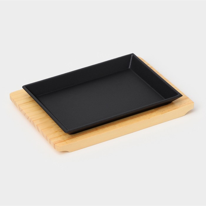 Сковорода «Прованс», 22×16×1,6 см, на деревянной подставке - Фото 1