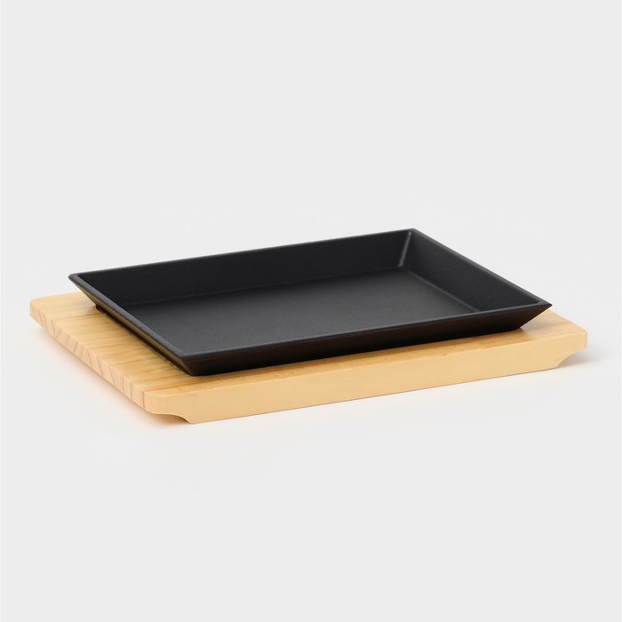 Сковорода «Прованс», 22×16×1,6 см, на деревянной подставке - фото 1905930960
