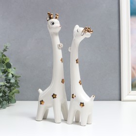 Сувенир керамика "Белые жирафы с бантиками и цветами" набор 2 шт 22х4х6 25х5х7 см