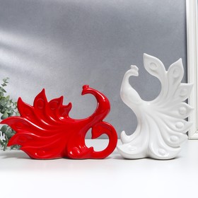 Сувенир керамика "Павлины красный и белый" набор 2 шт 17,5х27,5 24х19 см