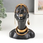 Сувенир полистоун бюст "Девушка из африканского племени" чёрный с золотом 23х10х18,5 см - фото 4654410