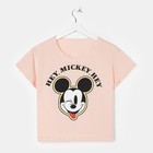 Футболка укороченная «Hey Мickey» Микки Маус, цвет розовый - фото 108568068