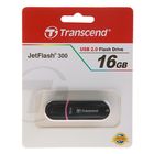 Флешка Transcend JetFlash 300, 16 Гб, USB2.0, чт до 25 Мб/с, зап до 15 Мб/с, чёрная - Фото 1