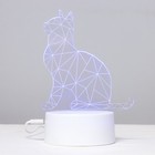 Светильник сенсорный "Кот сидя" LED 7 цветов USB/от батареек белый - Фото 15