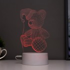 Светильник сенсорный "Мишка в шапке" LED 7 цветов USB/от батареек белый - Фото 4
