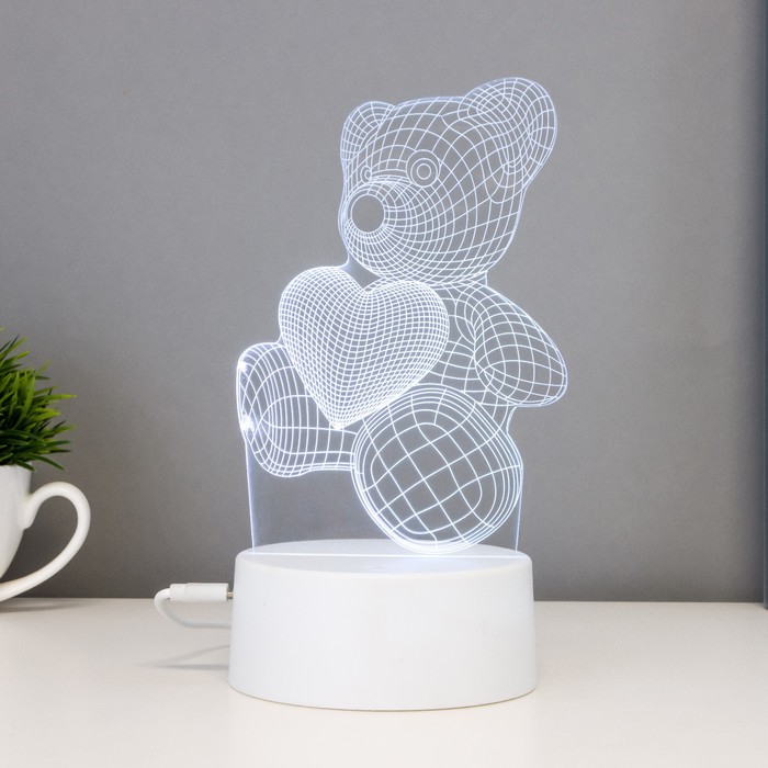 Светильник сенсорный «Мишутка» LED 7 цветов USB/от батареек белый