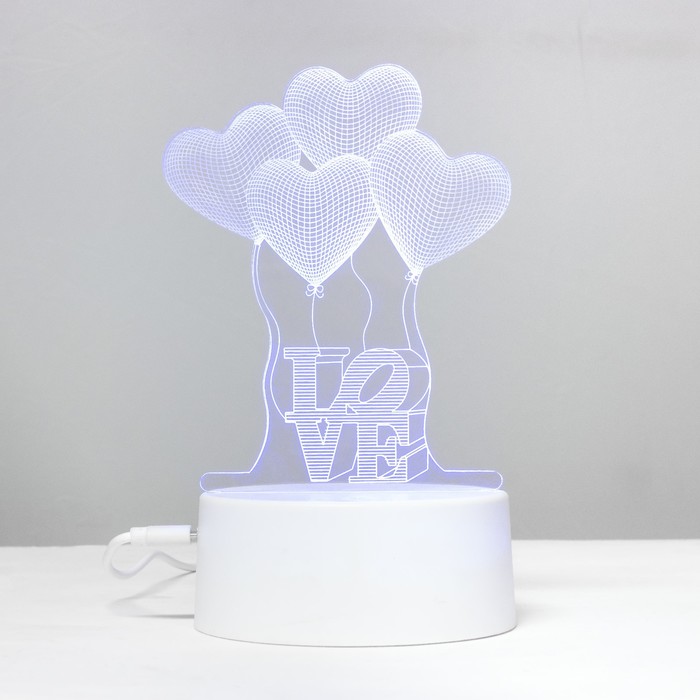 Светильник сенсорный "Четыре сердца" LED 7 цветов USB/от бат. белый RISALUX - фото 1907378790