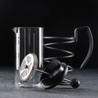 Чайник заварочный френч - пресс «Лофт», 350 мл, стекло, цвет чёрный - фото 4345551