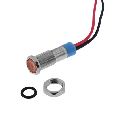 Светодиод, 12 В, 7,8 ×16,5 мм, посадочный d=6 мм, желтый