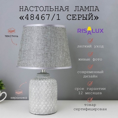 Лампа настольная 48467/1 E14 серый 40 Вт 20×20×31 см RISALUX