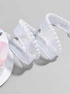 Лента декоративная с бусинами, 12 мм, 4.5±0.5 м, белая - Фото 2