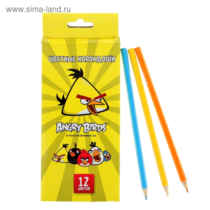 Карандаши 12цв ANGRY BIRDS Выпуск №1, европодвес - Фото 1