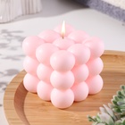 Свеча фигурная "Бабл куб", 6 см, розовая - фото 9496060