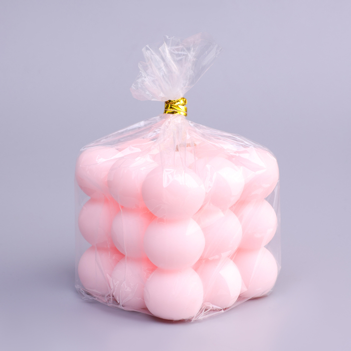 Свеча фигурная "Бабл куб", 6 см, розовая - Фото 1