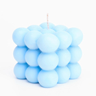 Свеча фигурная "Бабл куб", 6 см, голубая - фото 9024209