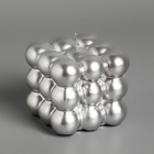Свеча фигурная лакированная "Бабл куб", 6 см, серебро - Фото 3