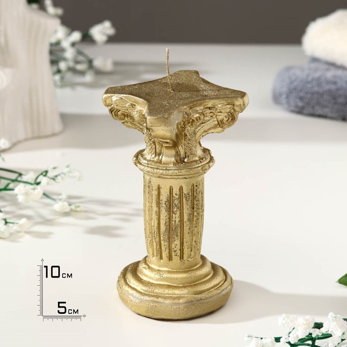 Свеча фигурная лакированная "Колонна большая", 10х5 см, золото - Фото 1