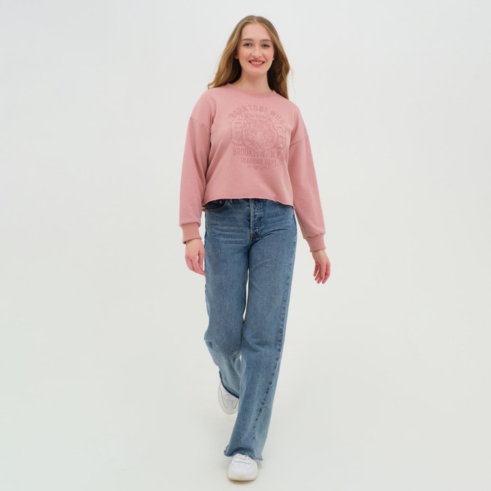 Свитшот женский, цвет пудра, размер 46 52940