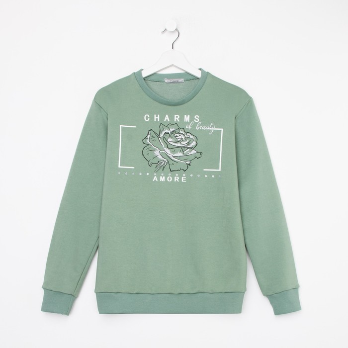 Свитшот женский, цвет светло-зелёный, размер 44 52942