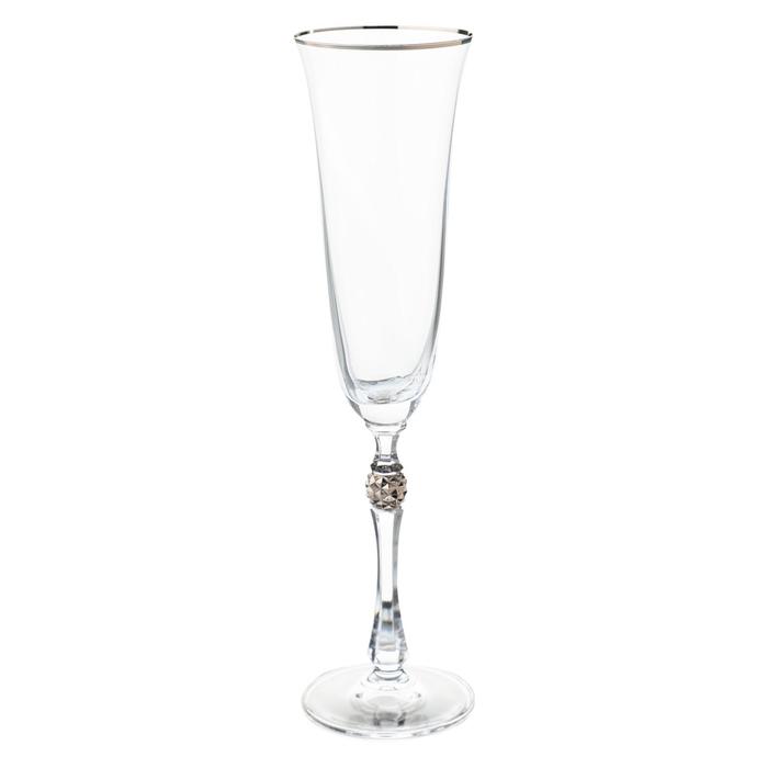 Набор бокалов для шампанского Parus, декор «Отводка платина, платиновый шар», 190 мл x 6 шт. - Фото 1