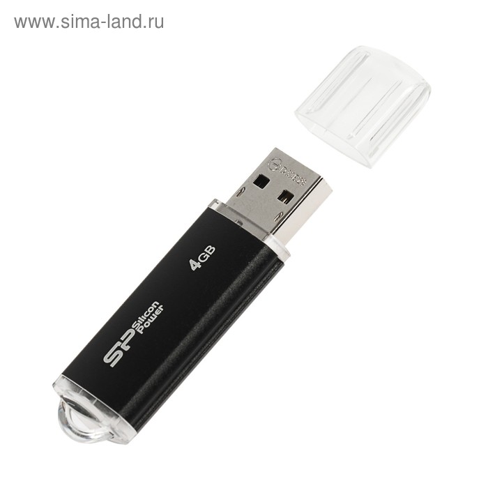 Флешка Silicon Power ULTIMA II-I Series, 4 Гб, USB2.0, чт до 25 Мб/с, зап до 15 Мб/с, чёрная - Фото 1