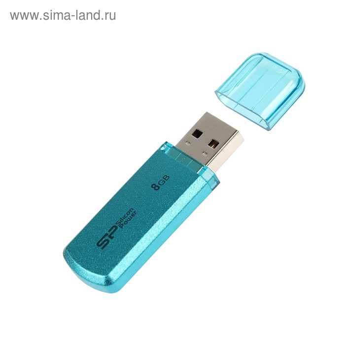 Флешка Silicon Power Helios 101, 8 Гб, USB2.0, чт до 25 Мб/с, зап до 15 Мб/с, синяя - Фото 1