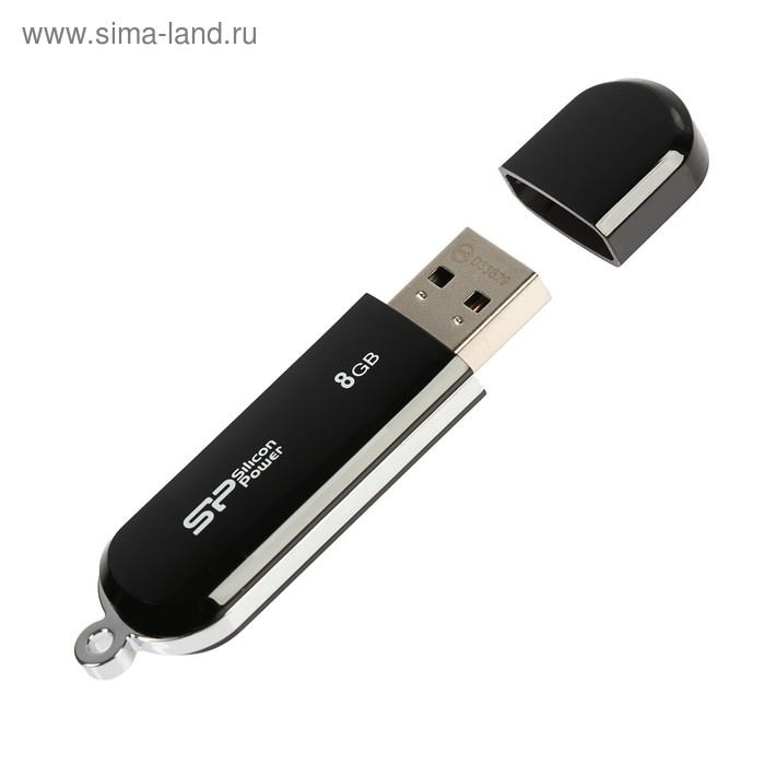 Флешка Silicon Power Luxmini 322, 8 Гб, USB2.0, чт до 25 Мб/с, зап до 15 Мб/с, чёрный - Фото 1