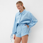 Костюм женский (блузка, шорты) MINAKU: Casual Collection цвет голубой, размер 42 - фото 320894822
