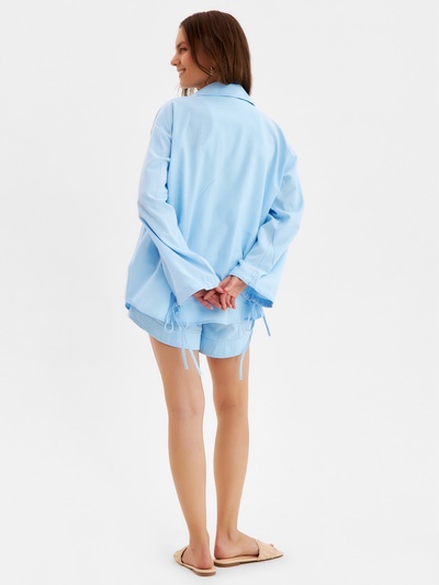 Костюм женский (блузка, шорты) MINAKU: Casual Collection, голубой, размер 46