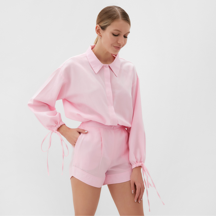 Костюм женский (рубашка, шорты) MINAKU: Casual Collection цвет розовый, размер 42 - Фото 1