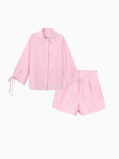 Костюм женский (рубашка, шорты) MINAKU: Casual Collection, розовый, размер 42