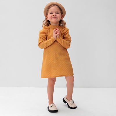 Платье для девочки MINAKU: Cotton collection, горчичное, рост 104 см