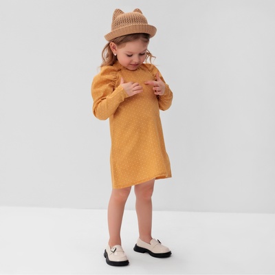 Платье для девочки MINAKU: Cotton collection, горчичное, рост 104 см
