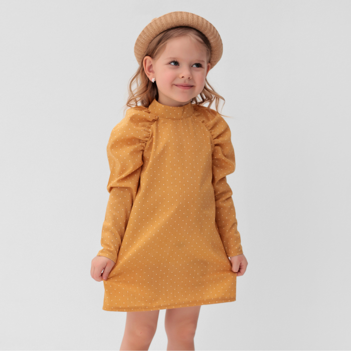 Платье детское MINAKU: Cotton collection цвет горчица, рост 122