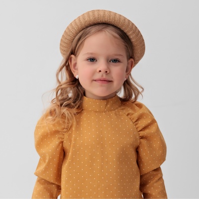 Платье для девочки MINAKU: Cotton collection, горчичное, рост 128 см