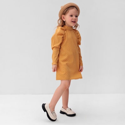 Платье для девочки MINAKU: Cotton collection, горчичное, рост 128 см