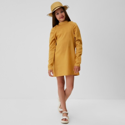 Платье для девочки MINAKU: Cotton collection, горчичное, рост 134-140 см