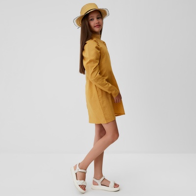 Платье для девочки MINAKU: Cotton collection, горчичное, рост 152 см