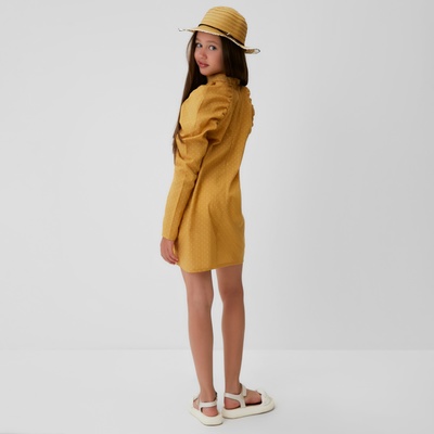 Платье для девочки MINAKU: Cotton collection, горчичное, рост 152 см