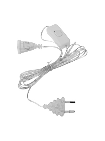 Удлинитель для комнатных гирлянд с выключателем, 3 м, прозрачная нить, УМС-вилка
