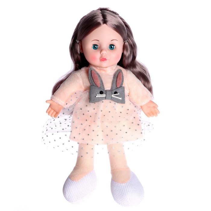 Кукла мягконабивная «Милашка» 32 см, со звуком, в платье - фото 1907379551