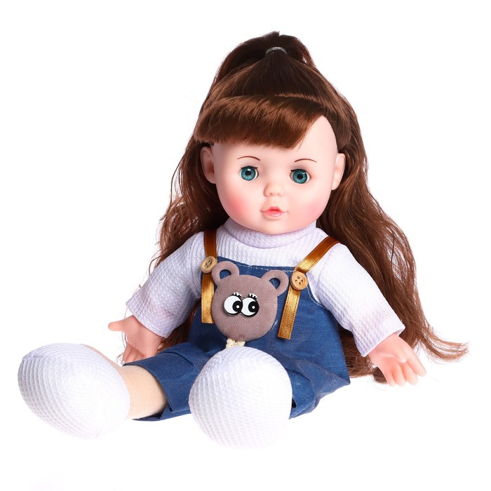 Кукла мягконабивная «Милашка» 32 см, со звуком, в комбинезоне - фото 1905931892