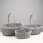 Набор корзин, 3шт, лоза, S:30*20*11*HH27, M:35*25*13*HH33, L:40*30*H15* HH38 см 7107525