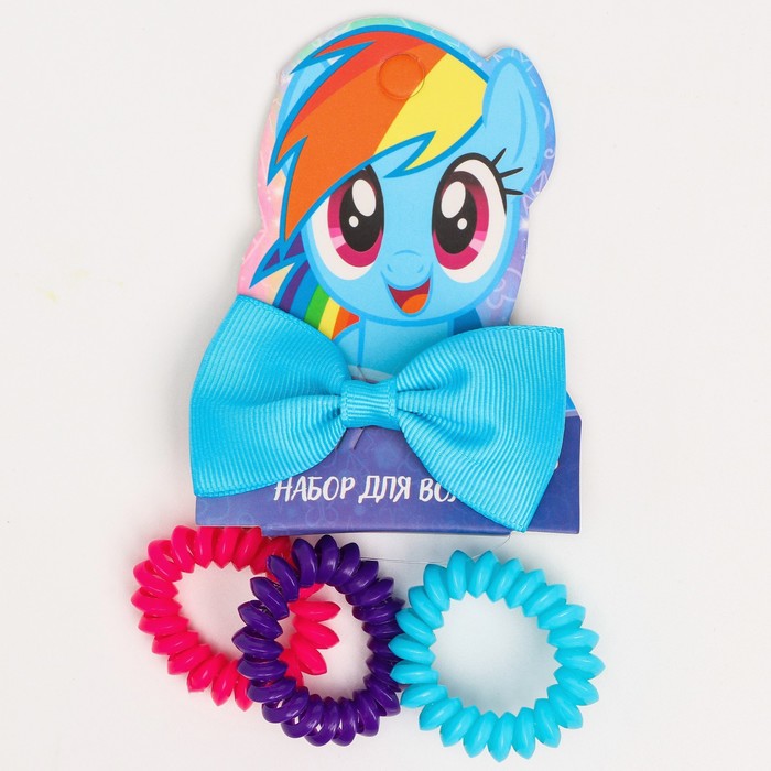 Резинки для волос и заколка «Радуга Деш», 3 шт., My little Pony - Фото 1