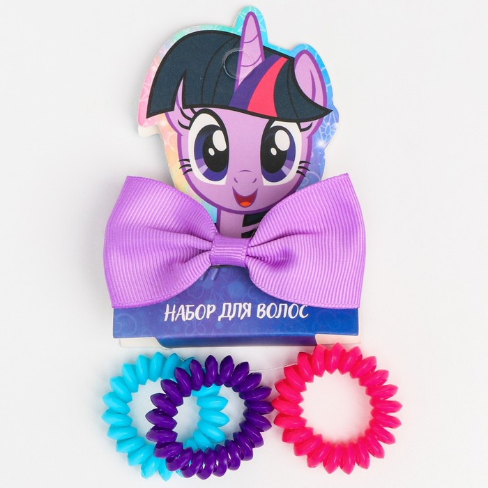 Набор аксессуаров для волос, 3 шт, заколка и резинки, "Искорка", My little Pony - Фото 1