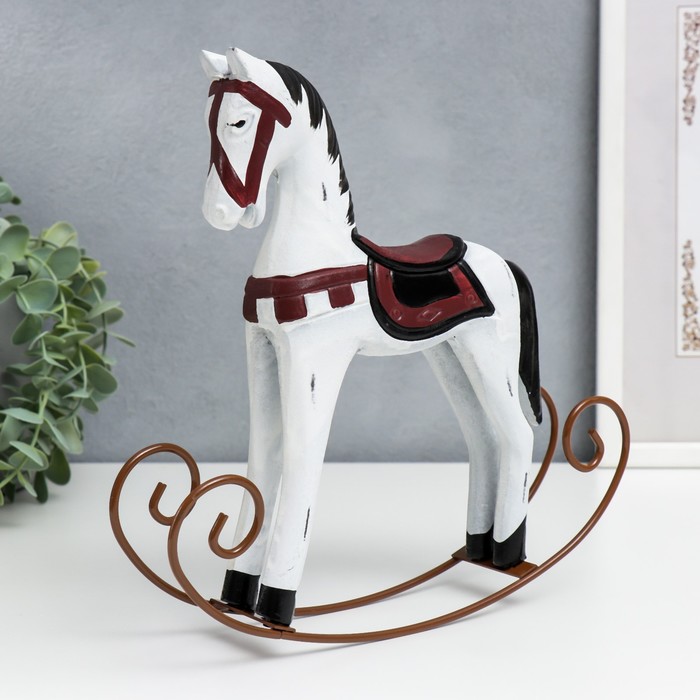 Фигурка дерево «Лошадка-качалка», белая с красным, 22×5×23 см - Фото 1