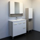 Зеркало шкаф для ванной комнаты Comforty «Клеон 90», 900×800 мм, цвет белый/дуб дымчатый - Фото 2