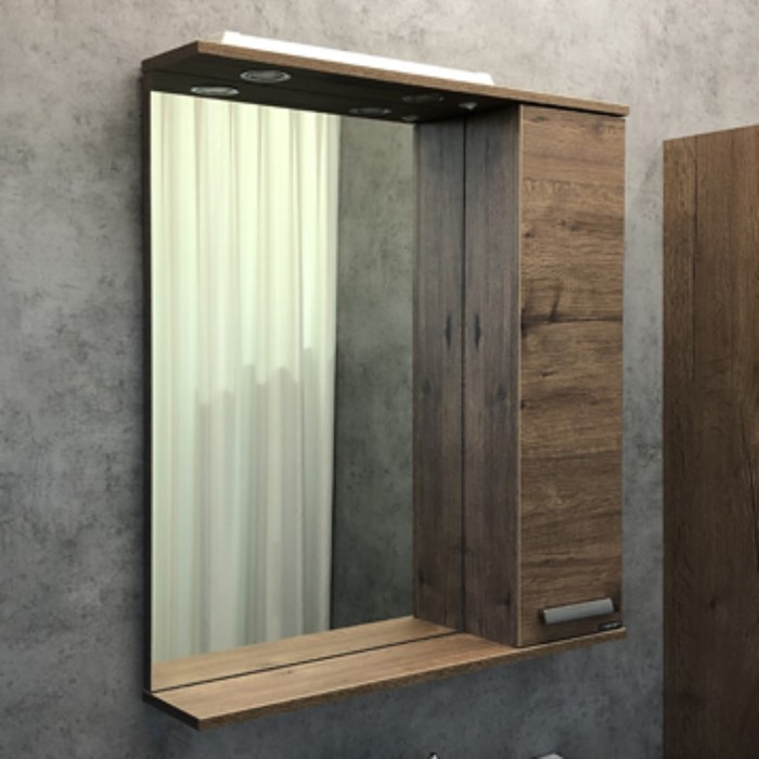 Зеркало шкаф для ванной комнаты Comforty «Марио 75», цвет дуб тёмный - Фото 1