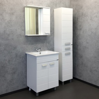 Зеркало шкаф для ванной комнаты Comforty «Модена М-60», 600×632 мм, цвет белый матовый